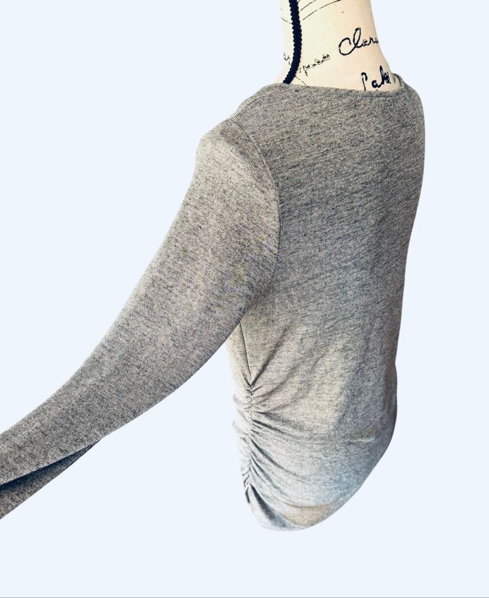 Motherhood Maternity Medium Gray Heather Cowl Neck Side Ruched Long Sleeve - Picture 7 of 8